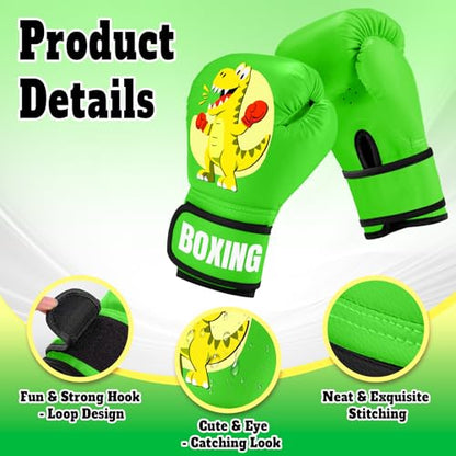 Kids Boxing Gloves for Boys & Girls, Youth Boxing Training Gloves for Kids Age 3 to 9 Years, 4OZ Training Sparring Gloves for Punching Bag Kickboxing Muay Thai MMA - color: Green