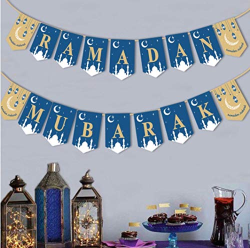 Ramadan Kareem Eid Mubarak Decorations Bunting Banners Kullu am wa antum bikhair Balloons Latex Islamic Balloons Birthday Party Black, Gold, Silver Balloon Banners Latex 12" Each (Blue) - color: Black,Blue,Gold,Silver