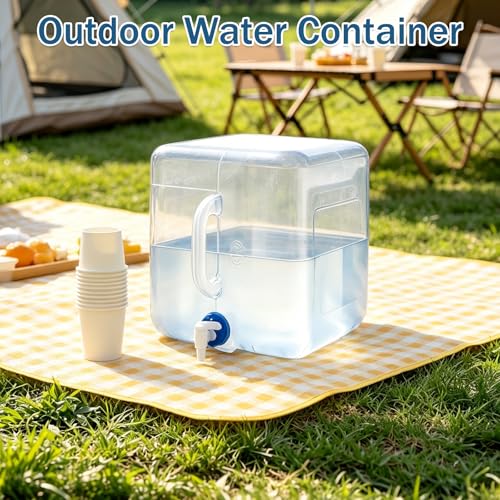 2 Pack 5.3 Gallon BPA Free Collapsible Water Container with Spigot & Hook | BPA Free, Foldable Carrier Bucket, Portable Water Canteen, Camping Water Storage Jug, Outdoor Hiking Survival Kit