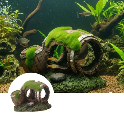 Aquarium Decor Resin Wine Barrel Cave for Fish and Shrimp - Realistic Simulation Barrel Tank Hiding Place for Cichlids, Shrimp, Small Fish