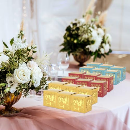 EUBUY 50 Pack Ramadan Treat Boxes, Islam Ramadan Party Candy Boxes, Ramadan Gift Boxes with Ribbons for Muslim Eid Party Supplies, Middle Eastern Festival Favor Boxes - color: silver