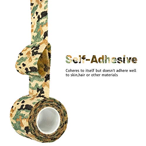 FRESINIDER 9 Rolls Self Adhesive Wrap Athletic Tape Gauze, Breathable Elastic Cohesive Bandage for Sports Injury & Pet (7 Pcs 2" x 5 Yards + 2 Pcs 1" X 5 Yards) (German Woodland Camo) - color: German Woodland Camo