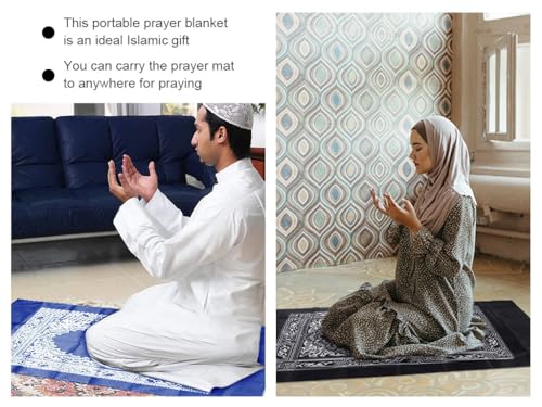 4 Pieces Prayer Mat, Musilm Prayer Mat, Polyester Prayer Rug, Portable Travel Prayer Mat, Travel Prayer Rug with Compass, for Muslim Prayer, Ramadan(60CMx100CM)