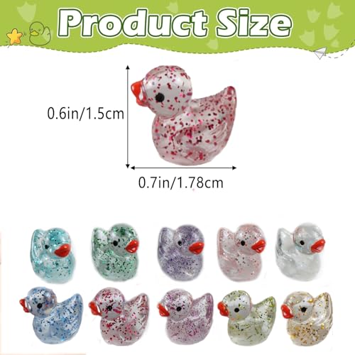 Cidinge 80 Pcs Mini Resin Ducks,10 Colors Sequin Miniature Ducks for DIY Projects Garden Dollhouse Aquarium Home Birthday Craft Party - style: 80pcs Glitter Ducks