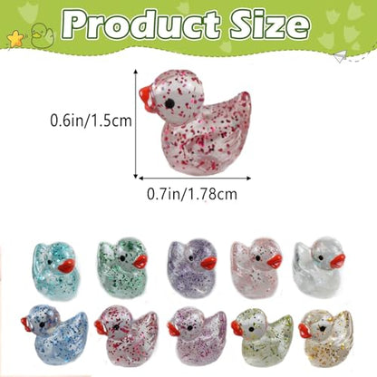 Cidinge 80 Pcs Mini Resin Ducks,10 Colors Sequin Miniature Ducks for DIY Projects Garden Dollhouse Aquarium Home Birthday Craft Party - style: 80pcs Glitter Ducks