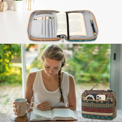 Bible Cover Case for Women Large Bible Cover for Girls Bible Study Supplies Accessories with Handle and Shoulder Strap | Durable - color: Bohemian