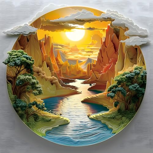 Sunset Canyon River 500 Piece Jigsaw Puzzle for Adults Scenic Nature Landscape Puzzle Vibrant Sunset River Canyon Challenging Puzzle for Game Night Gifts Home Decor（20" x 20"） - color: Sunset Canyon River