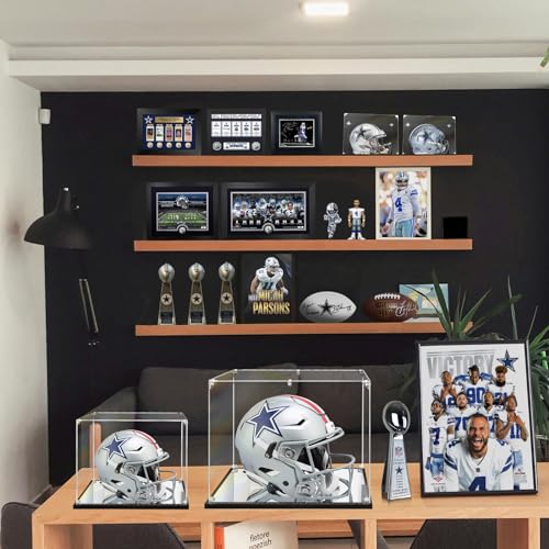 KOLIPI Mini Football Helmet Display Case, Acrylic Box 8.3x6.3x7.1 in | NFL Helmet Display Case for Mini Helmets, Mirror Base, Dustproof Protection, Stable and Stackable, Assembly Required - size: 8.3x6.3x7.1 inches