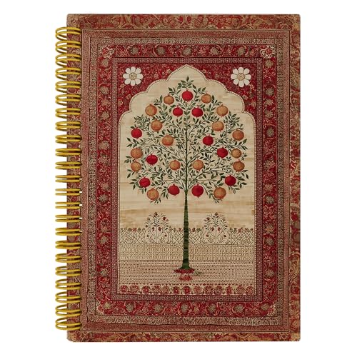 EUYTHNGYF Vintage Red Boho Pomegranate Tree Notebook, Middle Eastern Gifts Journal, Traditional Oriental Islamic Botanical Spiral Hardcover Notebook Journal, 5.5x8.3 Inches - color: Color-07