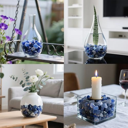 Aquarium Gravel 0.96LB Vase Filler Home Decor Fish Tank Crushed Stones Natural Pebbles Succulent Rocks Polished Irregular Shaped Bulk - Blue - color: Blue