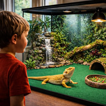 Mechpia 47" x 24" Large Reptile Carpet Terrarium Liner Bedding Reptile Substrate Mat Tank Accessories for Bearded Dragon Snake Lizard Tortoise Leopard Gecko (Green) - color: Green