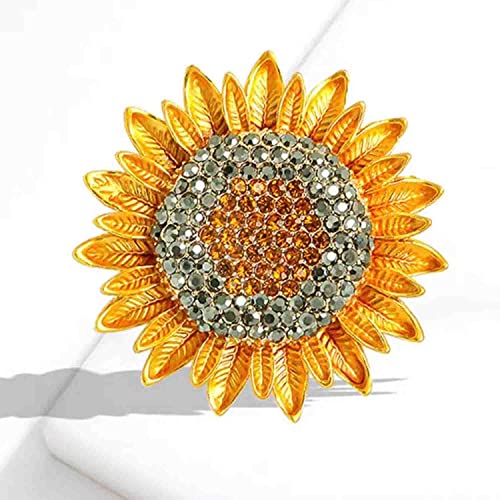 Crystal Pearl Flower Brooches Pins Fashion Beautiful Created Rhinestone Floral Brooch Good Idea for Party Dance Wedding Banquet for Elegant Women Girl - color: Sunflower