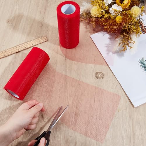 GORGECRAFT 150 Feet 2 Rolls Spawn Net Mesh 6 Inch Wide Yellow Polyester Soft Sac Netting Sack Tulle Fishing Catfish Bait Holder Accessories for Roe Bags Fishing Equipment Skirt Making - color: Red