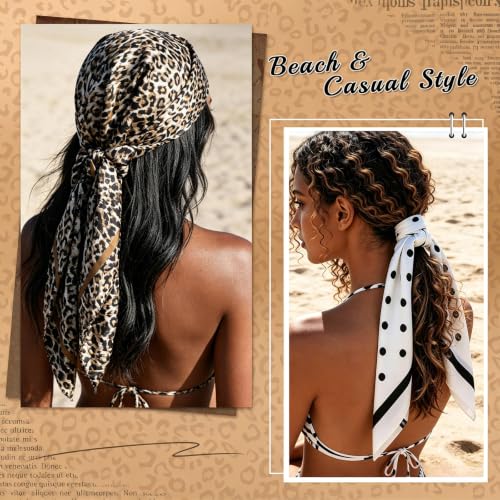 GERINLY 2 Pack Head Scarf for Women, Boho Hair Scarf Top, Large Bandana Hair Scarves Wrap - color: White