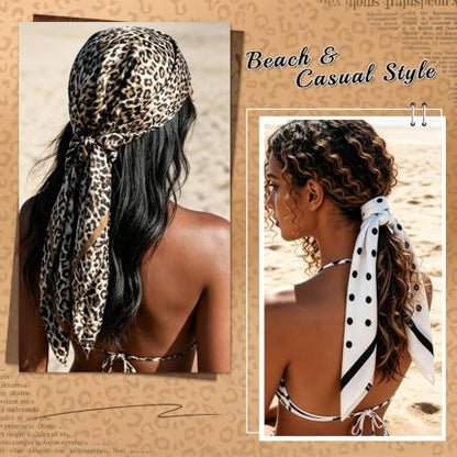 GERINLY 2 Pack Head Scarf for Women, Boho Hair Scarf Top, Large Bandana Hair Scarves Wrap - color: White