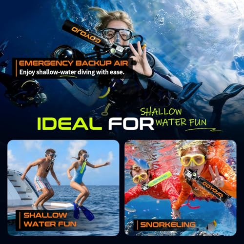 GOYOJO Mini Scuba Tank, Portable Diving Lung Air Tank with DOT Certified | Refillable Emergency Backup Pony Bottle for Snorkeling, Underwater Breathing, Training - color: 0.5L Turquoise Blue