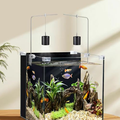 Totority Aluminum Alloy Fish Tank Light Holder, Adjustable Aquarium LED Lighting Stand Kit, Anti-Rust Hanging Bracket Support for Planted Tanks & Aluminum Decorations, Silver
