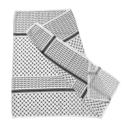 ODIZLI Keffiyeh 스카프 롱 시폰 프린트 팔레스타인 케피예 스카프 히잡 무슬림 여성용 숄 - color: 블랙 Keffiyeh 프린트