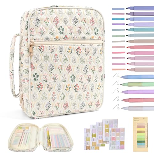 Bible Cover Case for Women Large Bible Cover with Durable Handle Quilted Bible Carrying Case for Girls Bible Study Supplies Accessories (Wildflower Meadow, Wildflower Meadow) - color: Wildflower Meadow