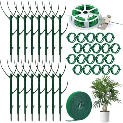 20 Pcs Stackable Plant Support Stakes Monstera Plant Support with Roll Cable Ties, Clips and Velcro Cable Ties for Indoor Outdoor Plants Garden Accessories for Potted Pothos Philodendron Vine Plants
