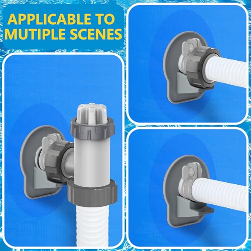 Adnee 2 Pcs Swimming Pool Pipe Holders,ABS Pool Hose Holder with Tape,Pool Hose Support Bracket to Prevent Pipes Sagging Accessory
