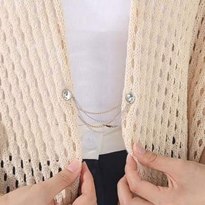 4 Pack Multi-Function Magnetic Clothing Clips, Magnetic Strength Buttons Powerful Hijab Magnets Chain Multi-Purpose Pinless Brooch for Cardigan Shawl Clothing Accessories Cuff Hem (Gold) - color: Gold