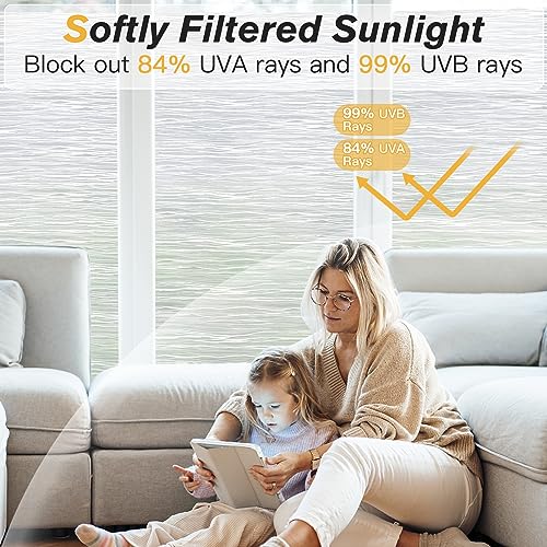 Haton Window Privacy Film, Frosted Glass Non-Adhesive Film, 11.8" x 78.7" | Static Cling Removable UV Heat Block Anti Glare Glass Film for Bathroom Household Window Privacy with Ocean Wave Pattern - color: Ocean Wave, size: 11.8" x 78.7"