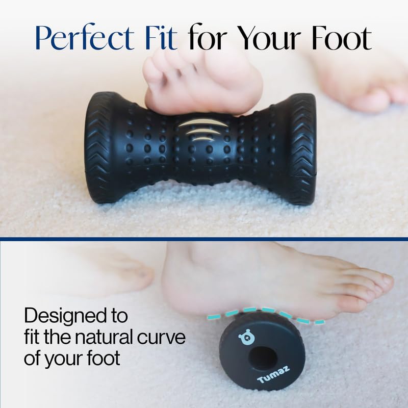Tumaz Foot Roller for Deep Tissue Massage & Reflexology | Ergonomic Roller | Deep Tissue Massage | Reflexology | Portable Design | Ideal for Foot Recovery - color: Black