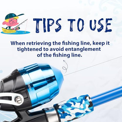 WIDDEN Kids Fishing Pole, Portable Telescopic Kids Fishing Poles for Boys and Girls, Fishing Rod and Reel Combo Kit with Tackle Box, and Fishing Net, Best Fishing Pole for Toddler Youth - color: Pink+Blue+Green