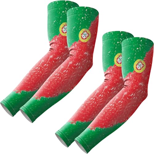 ROXUN Arm Sleeves Cooling UV Sun Protection Sport Compression for Men Women - color: 2 Pairs Portugal Flag