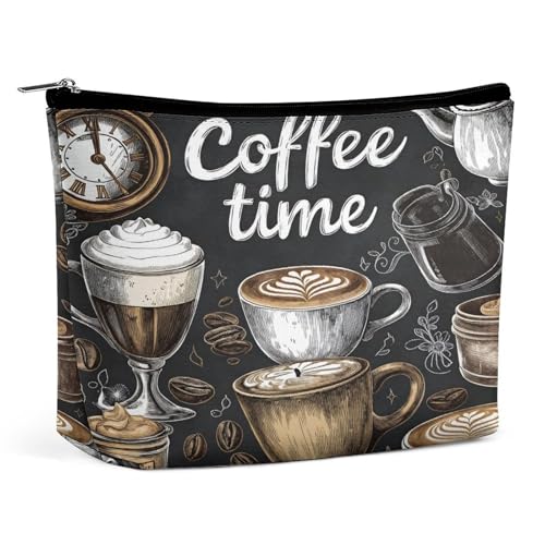 Coffee Time Makeup Bag, Travel Toiletry Organizer, Cosmetic Pouch for Women, Birthday Presents for Mom Girls Women Sisters - color: Coffee Time