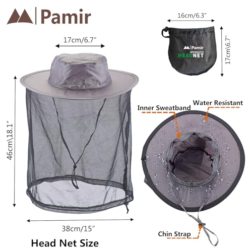 Mosquito Head Net Hat with Hidden Mesh Mask - UPF 50+ Sun Protection Safari Bucket Hat for Fishing Hiking Camping Men Women