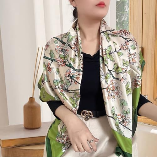 XL 43 Inch Extra Large Square Scarf Fashion Scarves Silk Feeling Hair Scarf Wrapping Scarfs Night Sleeping Headscarf - color: Ba107