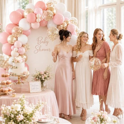 Dusty Pink Balloons, 60 Pcs Party Balloons for Bridal Shower Bachelorette - color: Pink Gold
