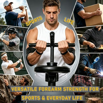Strong Arm Forearm Trainer & Wrist Strengthener, Adjustable Alloy Steel Forearm Bar Grip Trainer with Non-Slip Handle & Clamp, Portable Forearm Exerciser for Home Office Gym
