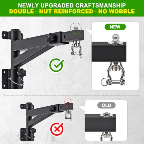 Kipika Heavy Bag Hanger Wall Mount Punching, Rotatable Heavy Duty Boxing Bag Bracket for Home Gym Indoor, Adjustable Length for Kickboxing Bag, Muay Thai Bag,Speed Bag - color: Adjustable length 17"-25"