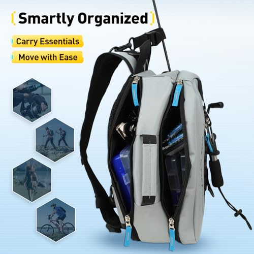 Small Fishing Bag with Rod Strap, Portable & Lightweight, Fish Small Tackle bag – Fits Tackle Boxes & Gear,Move Freely, Cast Smoothly - Fishing Gifts for Men - color: Light Gray