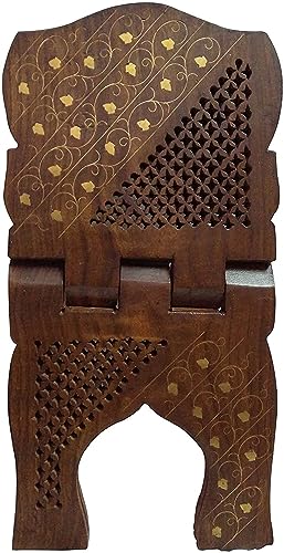 Wooden Handmade Quran Geeta Bible Holder Support Stand Reading Book Holder Display Folding Religious Prayer Stand Wooden Holy Book Stand Medium Size 15 Inches Large Big Size - size: Rehal 15 Inches