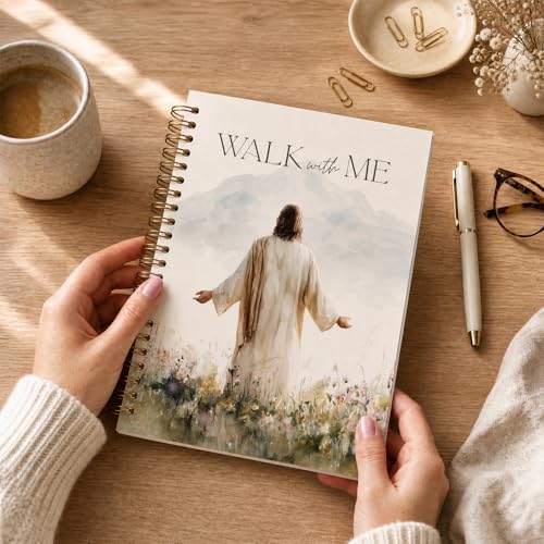 Jesus Flower Bible Notebook - Christian Gifts for Women, Inspirational Walks with Me Bible Verse Hardcover Jounal for Church Notting Scripture Study Stationery Supplies - color: Jesus Flower Walks With Me