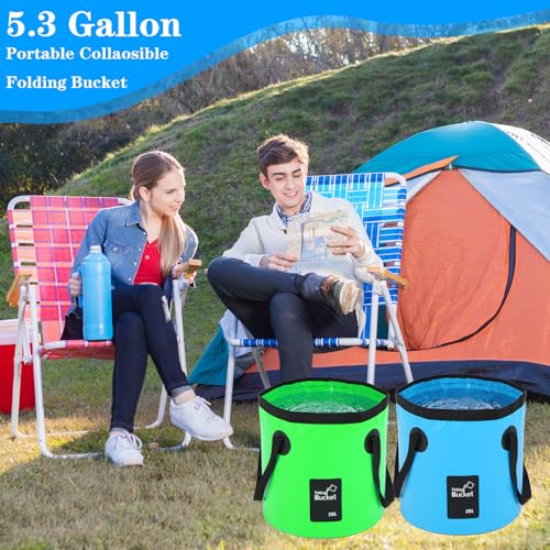 4 Pcs 5 Gallon Bucket Foldable Foldable Bucket with Handle 20L Outdoor Water Buckets Foldable for Camping Fishing Hiking to Hold Water Folding Container Carry Bag Lightweight