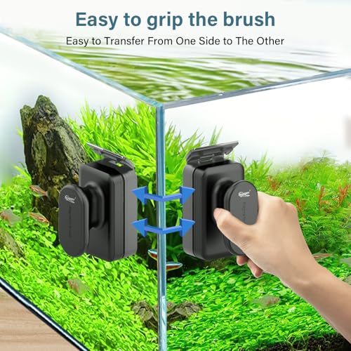 hygger Aquarium Magnetic Glass Clean Tool, Algae Scraper for 0.6 Inch Thick Fish Tank Floating Scrubber Brush with Two Detachable Blades - size: L