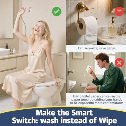 Handheld Bidet Sprayer for Toilet 2 PCS - Bidets for Existing Toilets Adjustable Water Pressure with Bidet Hose for Feminine Wash, Stainless Steel Muslim Shower Jet Spray for Toilet - style: 2 Pack
