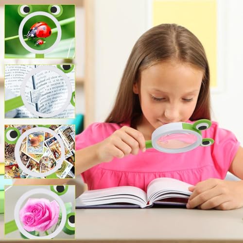 10X Kids Magnifying Glass Handheld Magnifier for Child (Frog Style 1pcs) | Frog shape magnifier student exploring nature, scientific experiment Observing insect animal plant leaves explore reading - color: Frog Style 1pcs