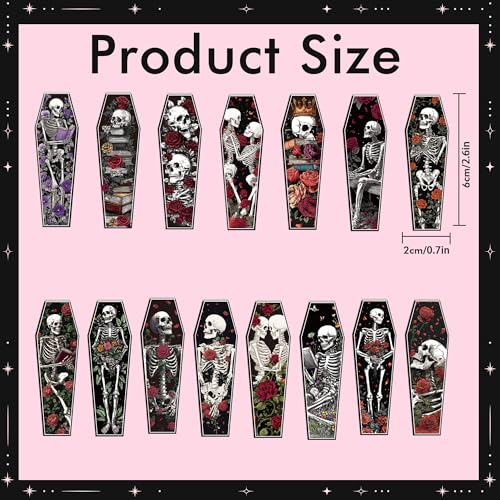30 Pcs Gothic Skull Magnetic Bookmarks, Coffin-Shaped Horror Book Mark Clips, Spooky Skeleton Magnet Page Markers for Dark Romance Readers Halloween Reading Gifts - style: Coffin Skeleton
