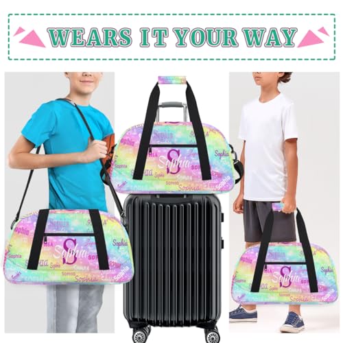 Custom Dance Bag Girls Sleepover Bag, Rainbow Colorful Shiny Stars | Personalized Sport Ballet Bag Travel Overnight Small Duffel Bag Gymnastics Swimming - color: Color 15