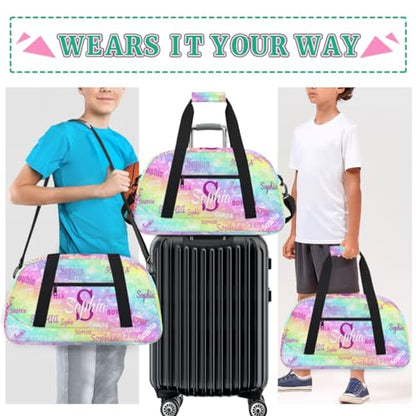Custom Dance Bag Girls Sleepover Bag, Rainbow Colorful Shiny Stars | Personalized Sport Ballet Bag Travel Overnight Small Duffel Bag Gymnastics Swimming - color: Color 15