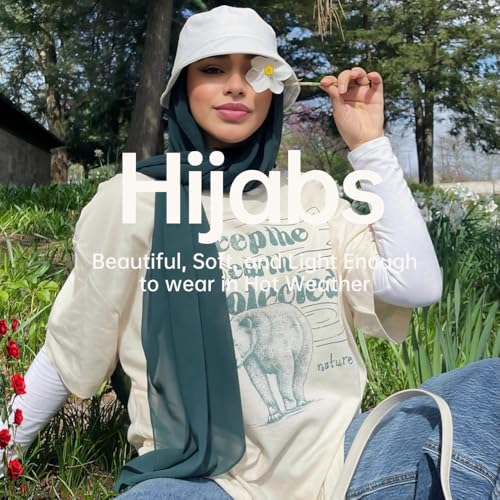 Harewom Chiffon Hijab for Women Sheer Shawl and Wraps for Wedding Bridal Scarves Summer Lightweight Sun-proof Scarf - color: Dark Green Chiffon Hijab Shawls Scarves