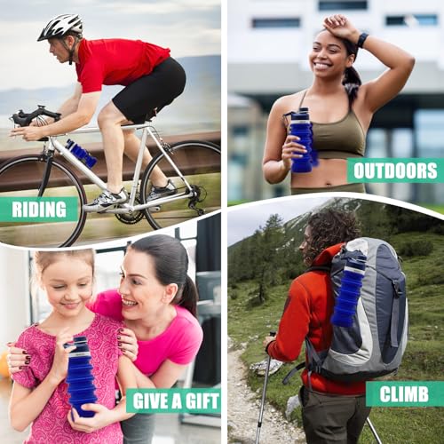 ONTA Collapsible BPA Free Silicone Water Bottle, 20oz - Portable, Leakproof, Easy Clean, Shatter Resistant, Travel Friendly - color: Darkblue, size: 18.6 Ounces
