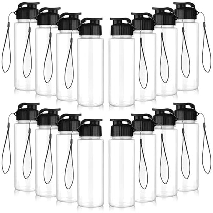 16 Pack Bulk Water Bottles-17oz Plastic Sports Water Bottles for Kids and Adults Leak Proof, Reusable for Gym Travel School Office, Black - color: Black