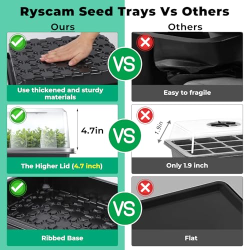 Seed Starter Tray, Seedling Starter Trays for Starting Plant Seeds, Indoor Gardening Plant Germination Trays, Black, 5PCS - color: Black 5pcs